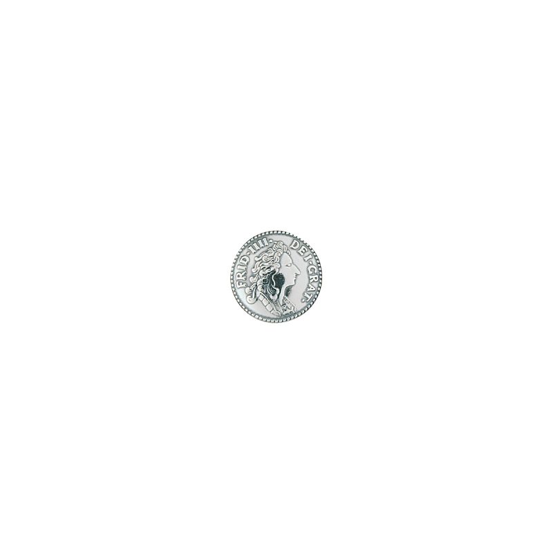 640113 - Knapp mynt 16 mm med lang hempe, oksidert